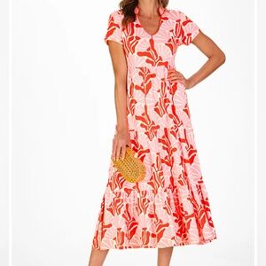 Duffield Lane Magnolia Midi Dress Sunset Blossoms Sz L NWT